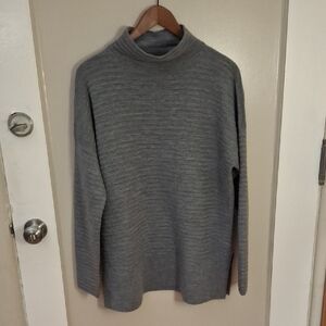 Lafayette 148 New York Gray Mockneck Wool Sweater_1